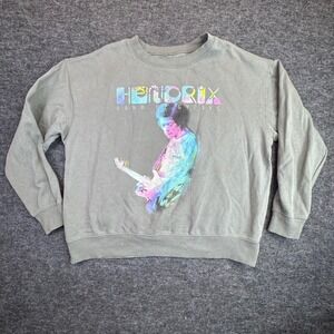 Authentic‎ Hendrix Sweatshirt Womens XL Green Band of Gypsys 1970 Tour Faded
